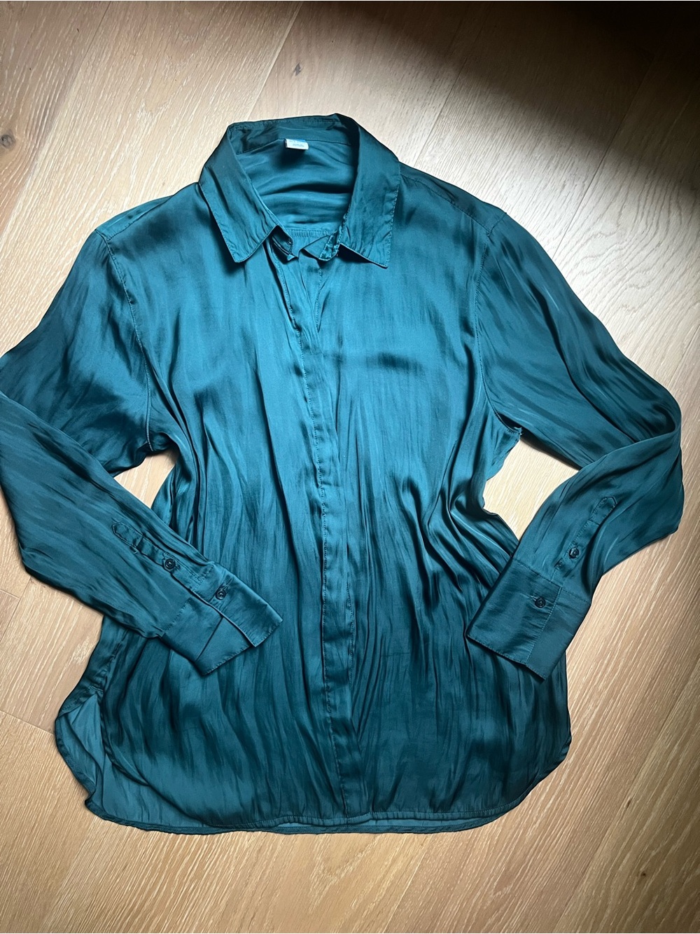 Silky Teal Button-Up Blouse